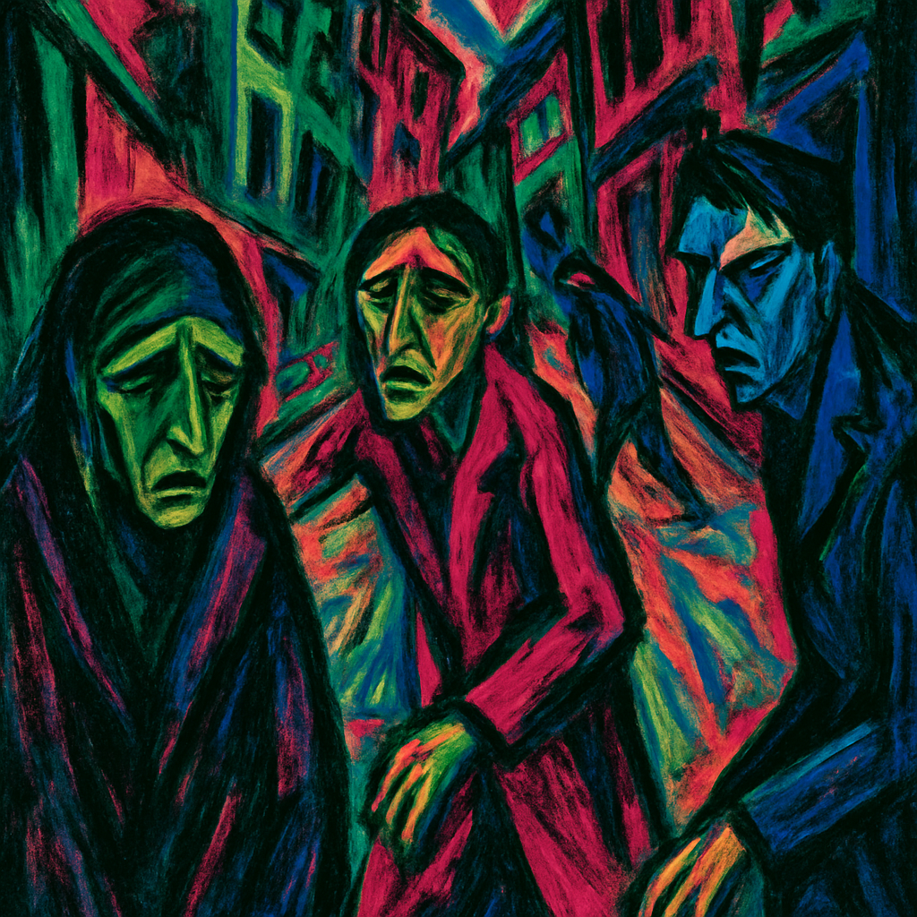 Scène expressionniste allemande dans le style de Die Brücke et Kirchner